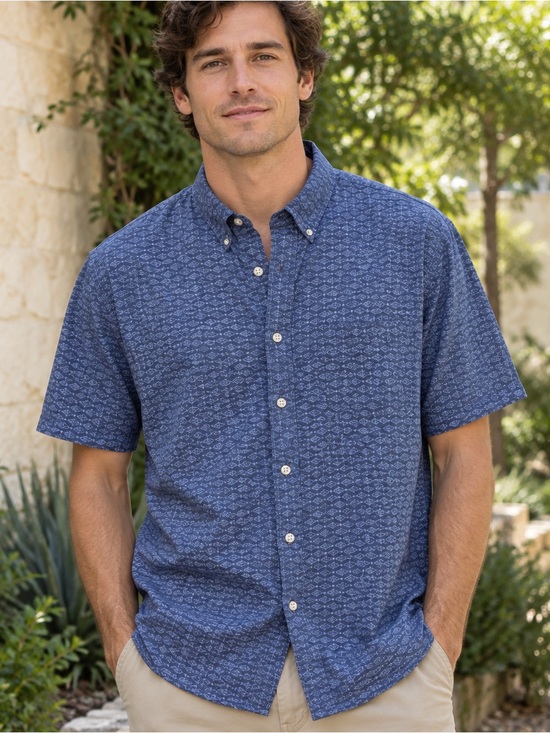 Orvis Other - Orvis Men's Short-Sleeve Button-Down Shirt in Blue Pattern